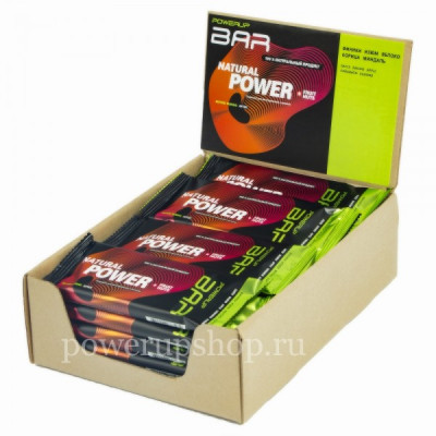 Набор протеиновых батончиков POWERUP BAR Fruit + Nuts финики, изюм, яблоко, корица, миндаль